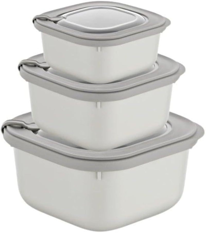 Happy Home 3-Piece Food Storage Container Set with Airtight Lids, Plastic, 600ml, 1100ml, 1800ml, Microwave and Freezer Safe